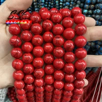 wholesale natural stone red turquoises beads round loose beads 4 6 8 10 12 mm pick size for jewelry making bracelet 15 strand