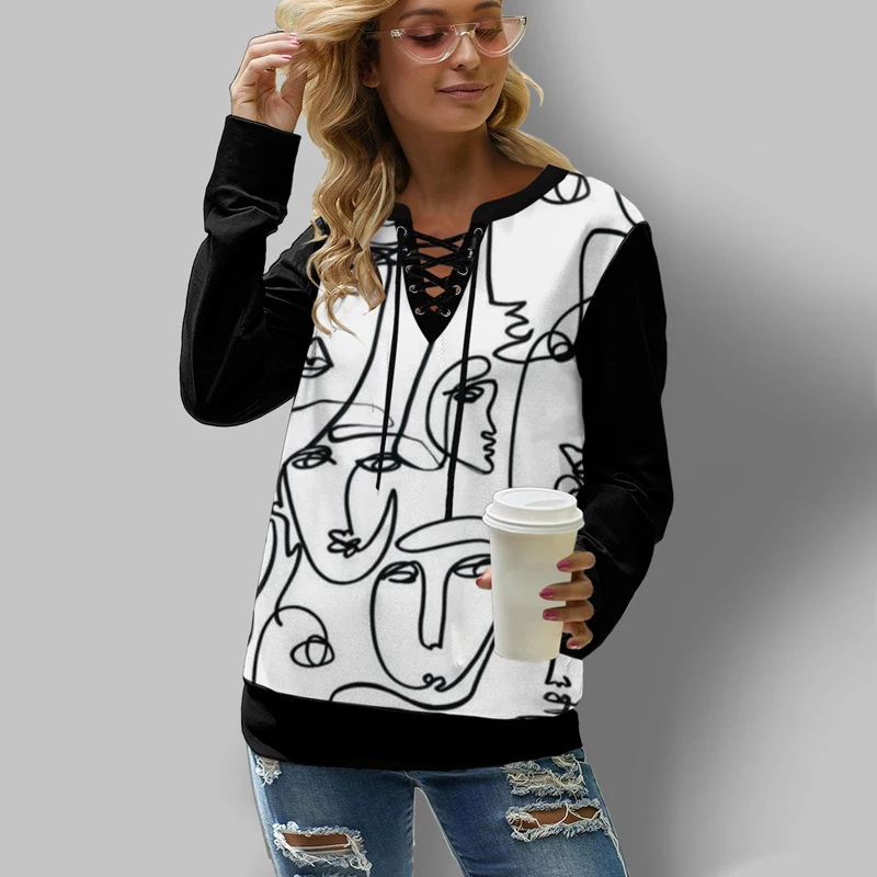 

Lace Hollow Out Women Blouse Shirt Spring Autumn Long Sleeve V-Neck Print Plus Size Pullover Tops Ladies Splice Oversize Shirts