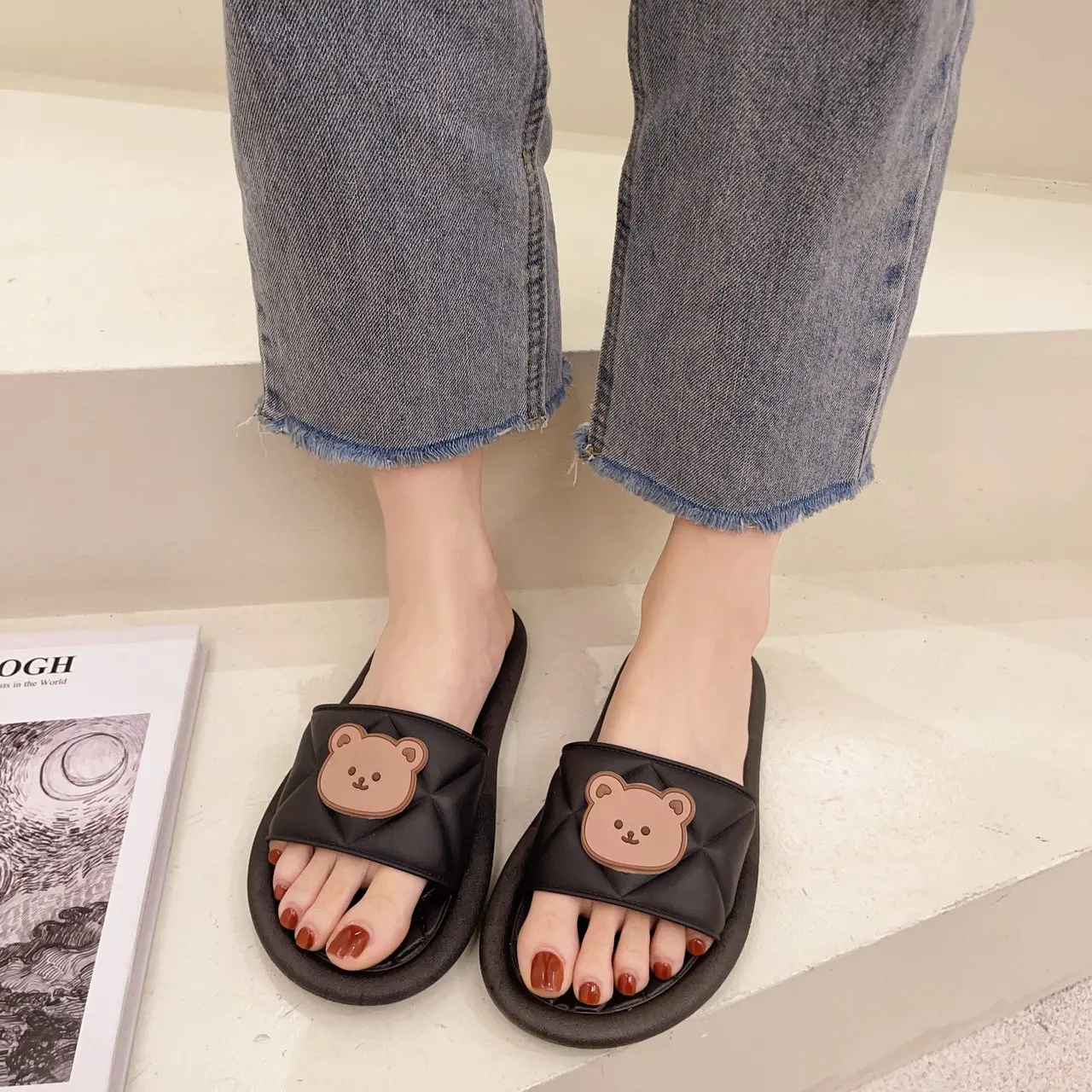 

2021 Cute Cartoon Slippers Couple Soft Bottom Home Summer Sandals and Slippers Women