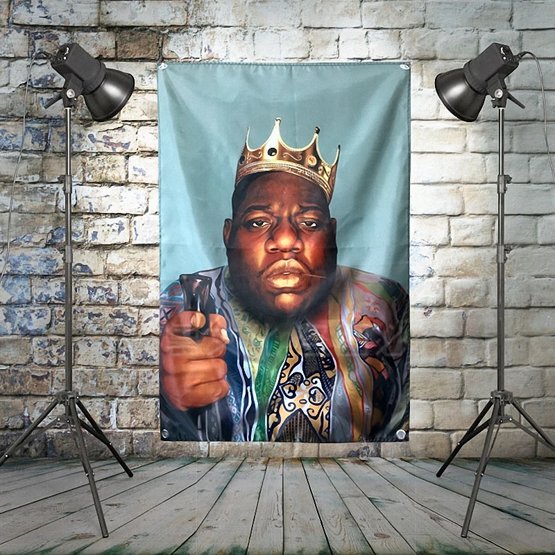

The Notorious B.I.G Large Rock Band Flag Cloth Banners Wall paintings Retro Poster Music Party Background Decor