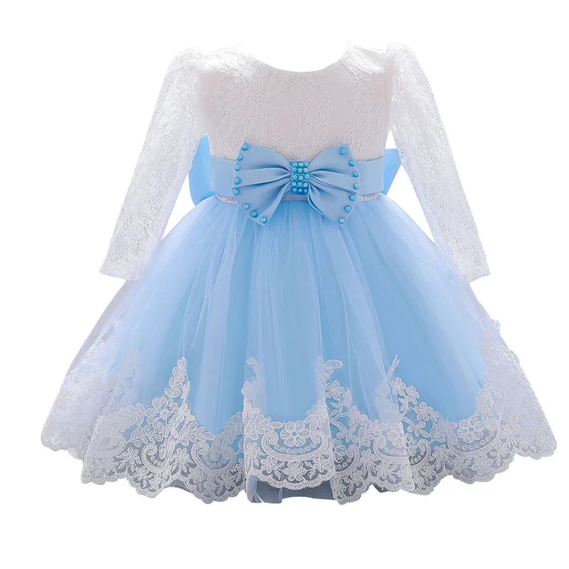 

Pudcoco 0-2T Dress Spring Infant Girls Casual Long Sleeves Fashion Hollow Lace Mesh Bow A-line Princess Clothes