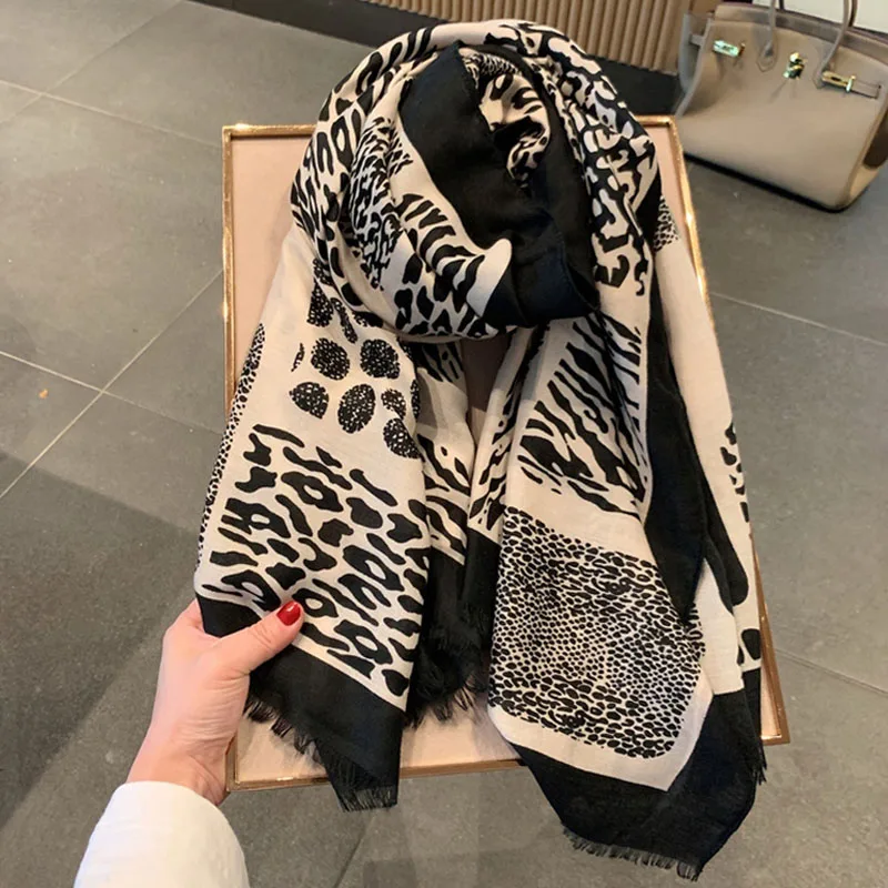 Женские шарфы с принтом в виде животных Foulard femme musulman богемные накидки для головы