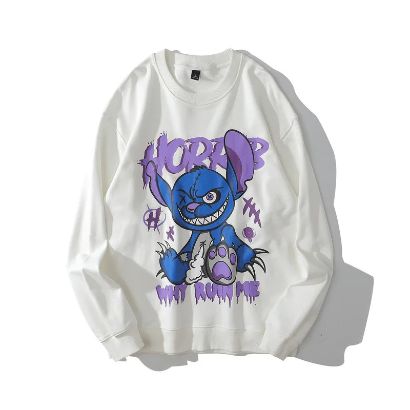

Men Hoodie Harajuku Hip Hop Print Oversize Cartoon Streetwear 100% Cotton Pullover Sweatshirt Couple Hoodies Long Sleeve