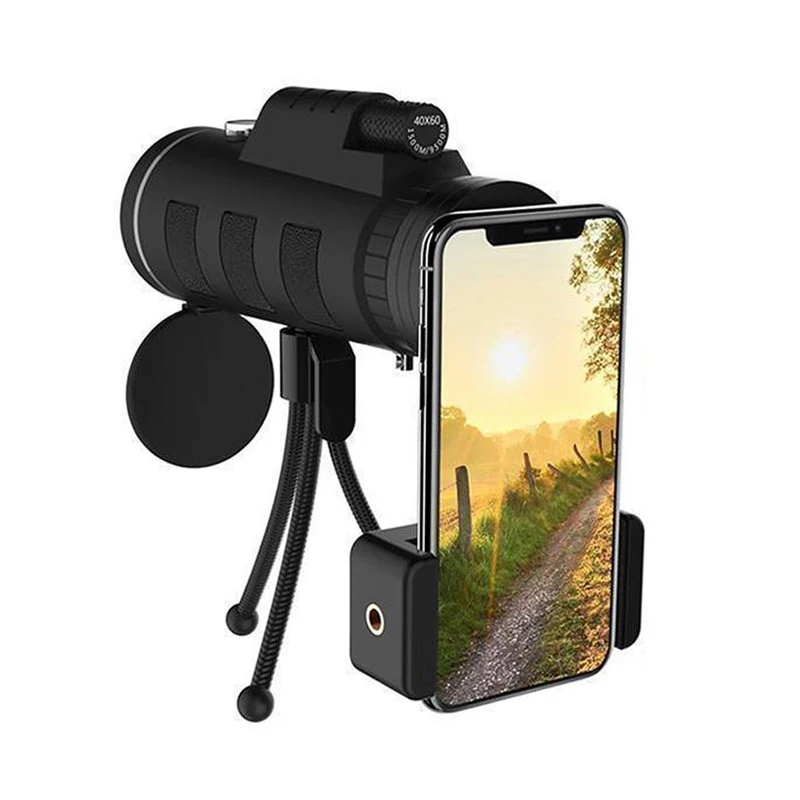 

Phone Lens for phone 40X60 Zoom for Smartphone Monocular Telescope Scope Camera Camping Hiking with Compass Phone Clip Tripod