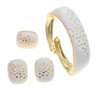 high quality brazil gold three piece jewelry set ladies bracelet ring earring set banquet jewelry b0084
