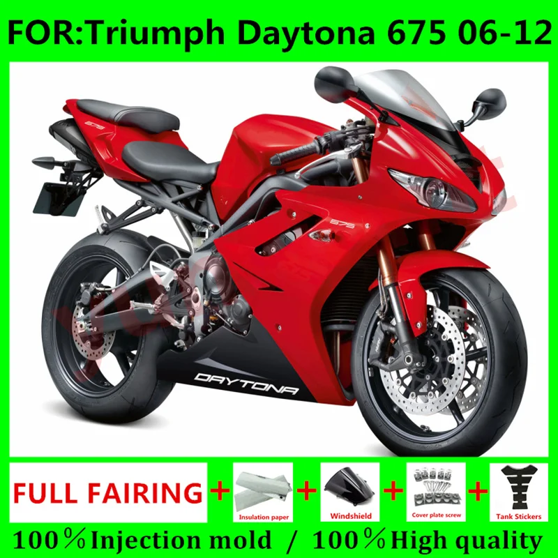 

NEW ABS Motorcycle Injection Mold Fairings kit for Triumph Daytona 675 06 07 08 675R 09 10 11 12 bodywork full Fairing red black