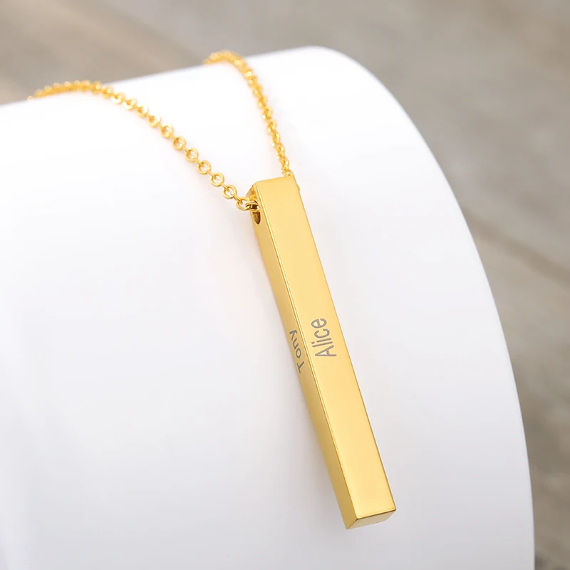 Квадратное ожерелье с гравировкой по бокам индивидуальное имя квадратная планка