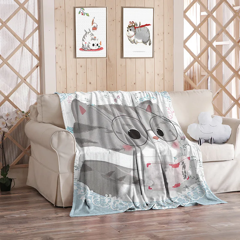 

Fat Cat Series Throw Blanket 3D Printed Plush For Sofa Bed Velvet Plush Sherpa Fleece Blanket Bedspread Microfiber