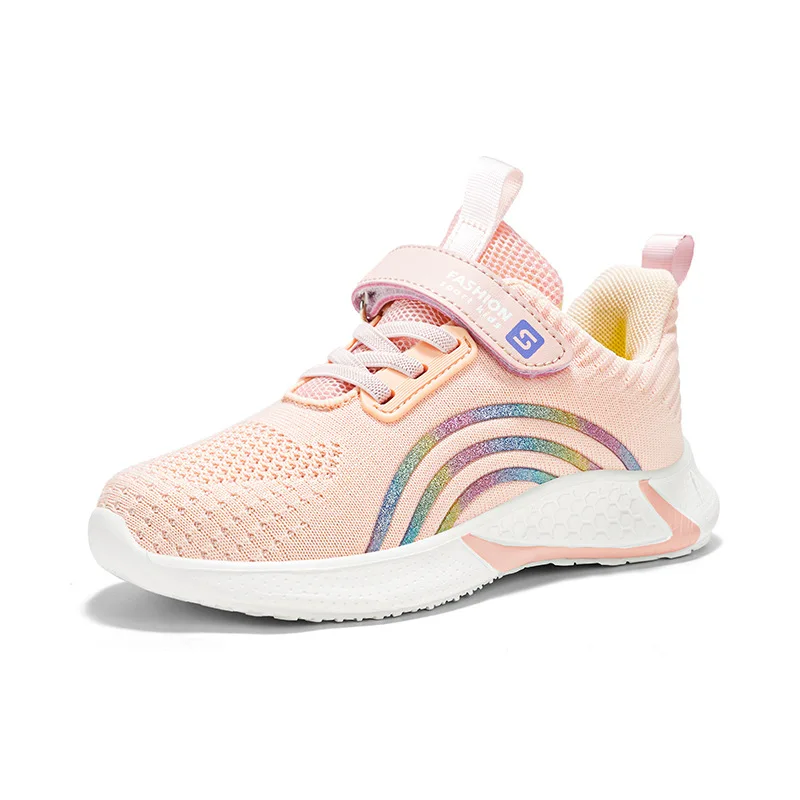 

2021 New Mesh Rainbow Children Sports Shoes Fashion Comfortable Lightweight Children's Girls Sneaker Shoes Trend Tenis Shoes