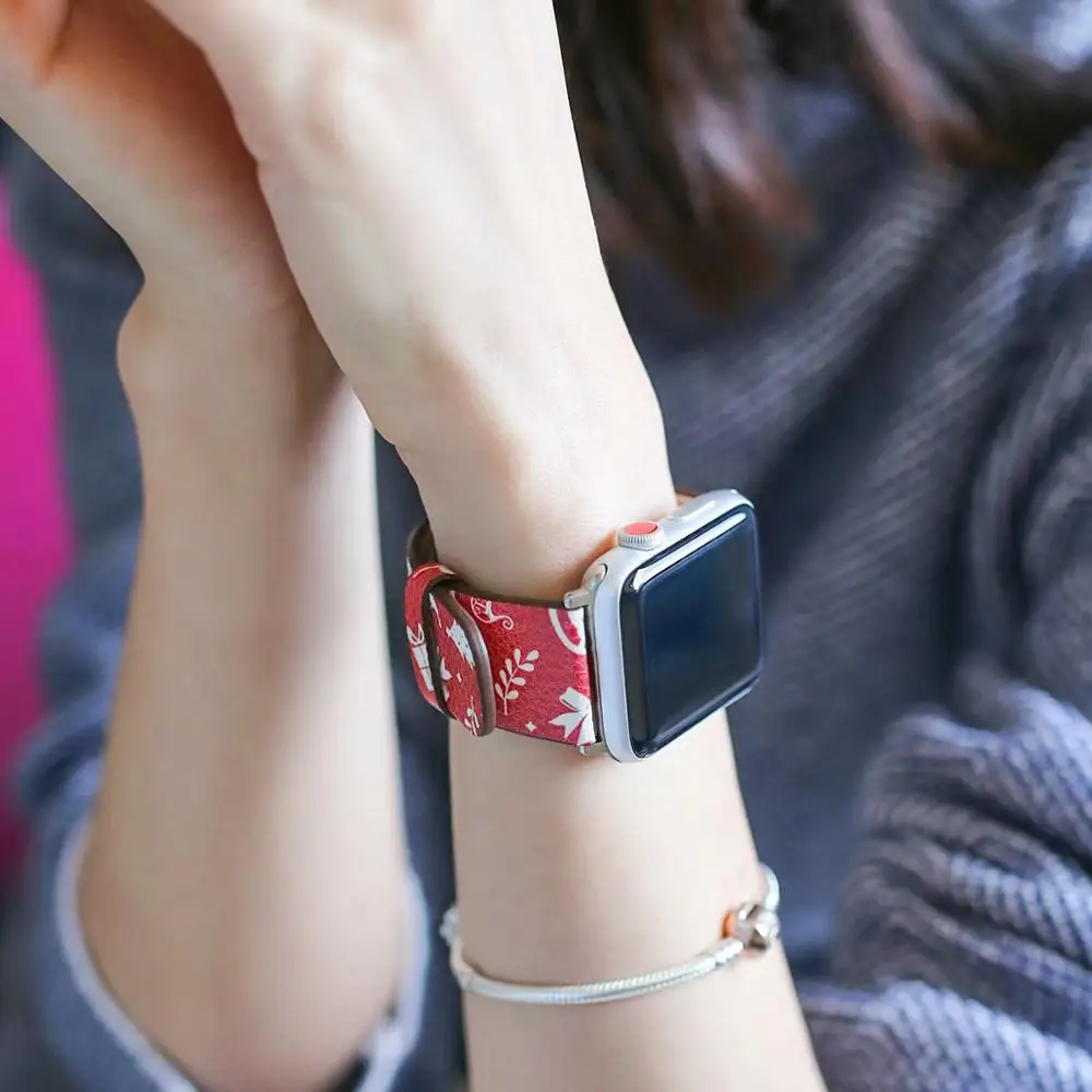 Ремешок спортивный из натуральной кожи для apple watch band 42/38 мм аксессуары 4 44/40