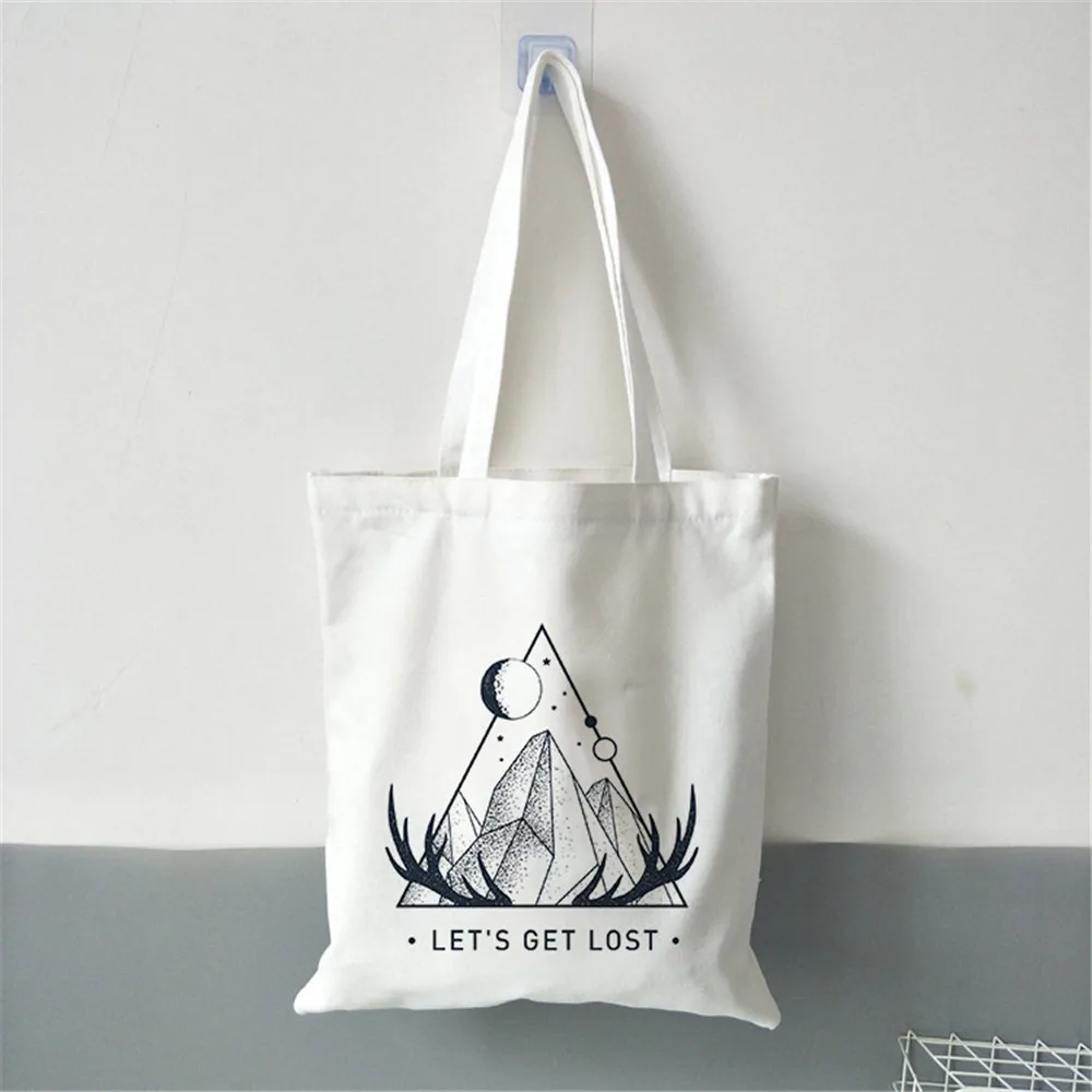 

Холщовая сумка-шоппер Let's get lost с принтом, женские сумки на плечо в стиле Харадзюку, большая Повседневная Дамская сумочка-тоут для покупок
