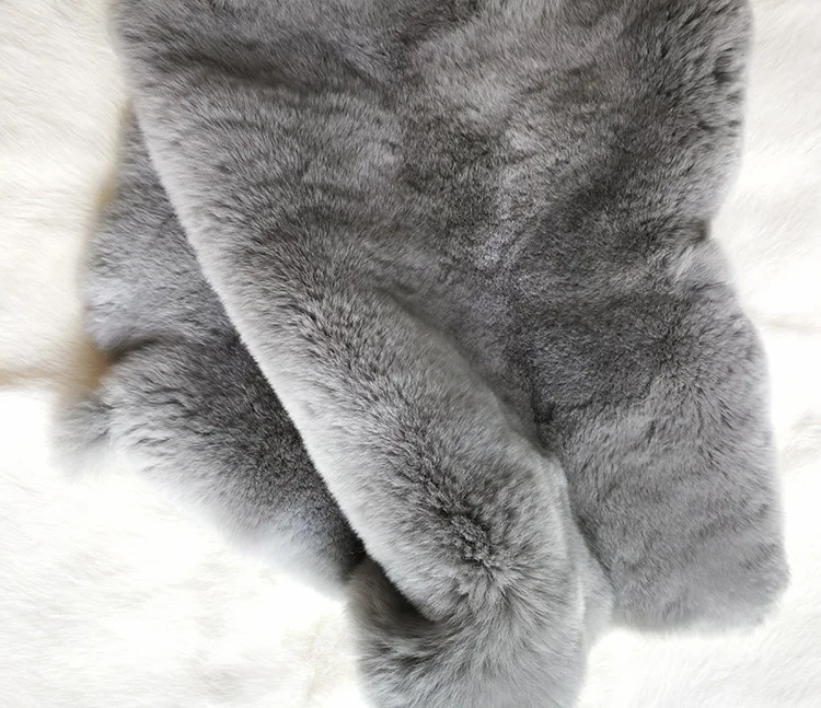 Gray Цветная коробка из кожи кролика Рекс, общий набор, сделай сам, Мобильная Сумка из меха кролика Рекс, воротник из натурального меха, одежда из кожи, мех кролика, шерсть 45*28 см - Цвет: Gray