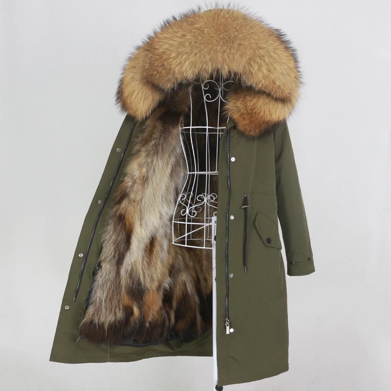 

2021 X-long Parka Waterproof Winter Jacket Women Natural Raccoon Fur Hood Fox Fur Real Fur Coat Detachable Streetwear