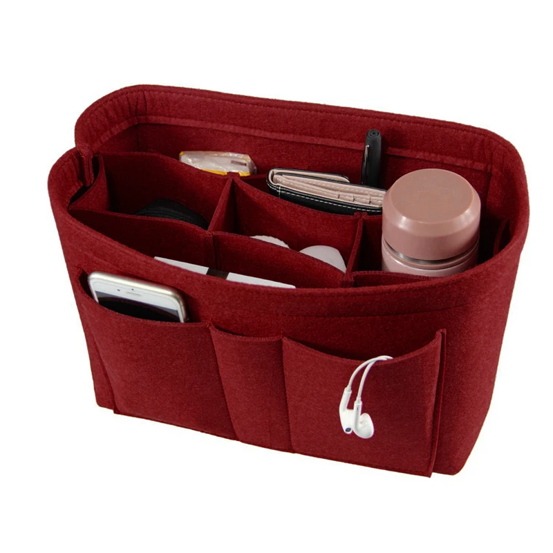 

Make Up Organizer Felt Insert Bag for Handbag Travel Inner Purse Portable Cosmetic Bags Fit Wash Toiletry Make Up Bag New Brand