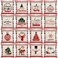 christmas cushion cover 18x18 inch red merry christmas printed farmhouse decorative buffalo check linen pillowcase