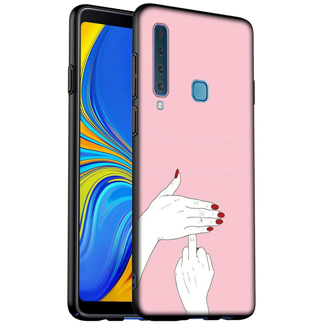 Best Friend Pink Hands Soft Silicone Phone Case for Samsung Galaxy A6 A7 A8 A9 2018 A3 A5 2016 2017 Note 9 8 10 Plus |
