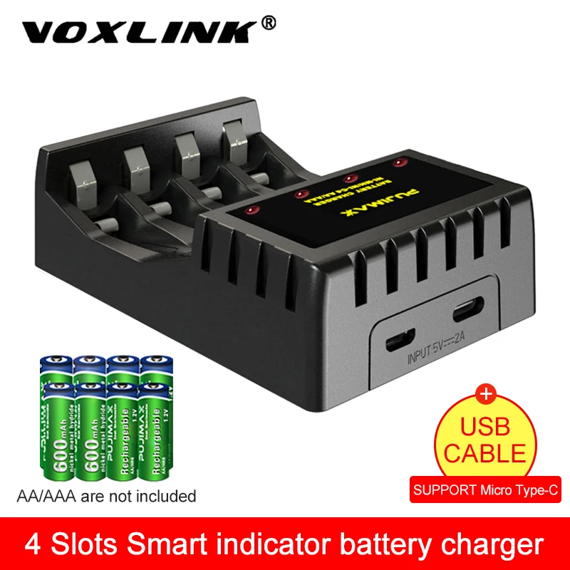 VOXLINK 4 слота Интеллектуальный Индикатор зарядное устройство с защитой от