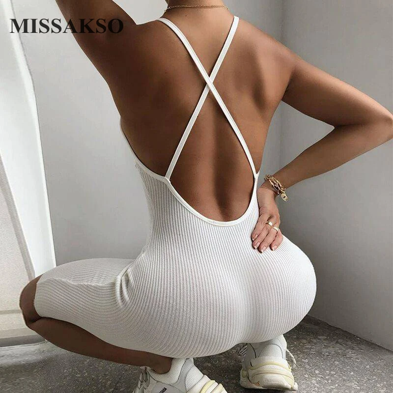 Женский комбинезон на бретельках Missakso летний костюм с глубоким v образным