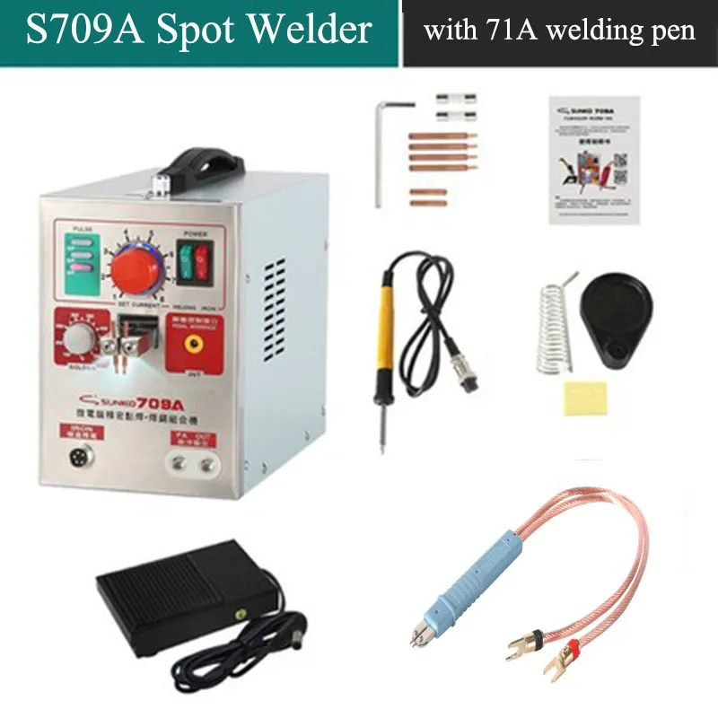 

SUNKKO 709A with HB-71A welding pen Battery Spot Welder LED Light Pulse 1.9KW For 18650 Lithium Battery Pack Connection UO type