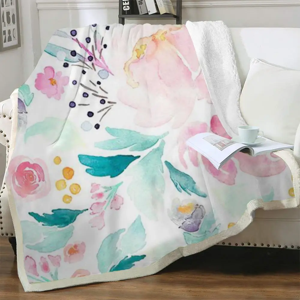 

Одеяло NKNK с цветочным принтом, цветное тонкое покрывало с объемным принтом, шерпа, зимнее покрывало для взрослых