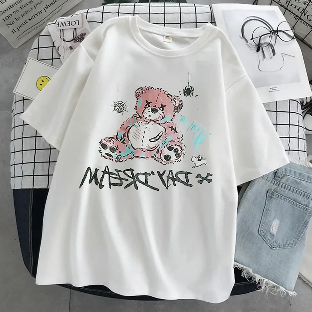 

Printing Casual Harajuk goth Female's tshirts Kawaii Unisex Short Sleeve Anime T Shirt HipHop Summer Women Streetwear Tops