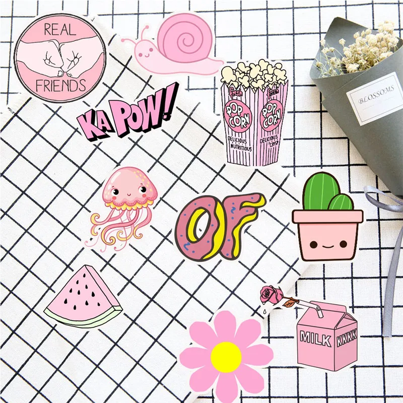 10/30/50 шт. милые розовые VSCO наклейки смешные водонепроницаемые ПВХ скейтборд