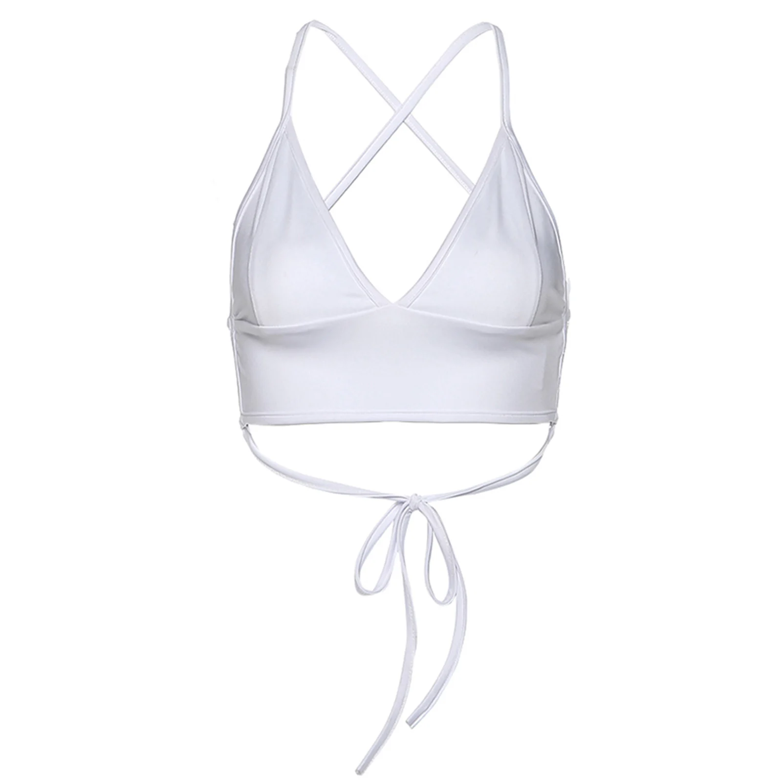 

Y2K Party Tops Vintage Halter Backless Summer Cropped Tops E-Girl Solid Bandage Deep V Collar Sleeveless Bralette Chic