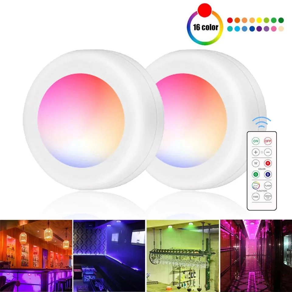 

Novel LED Night Light 16-color Remote Control Cabinet Lamp Dimmable Timing Bedroom Decoration Nightlight Using AAA Batteries
