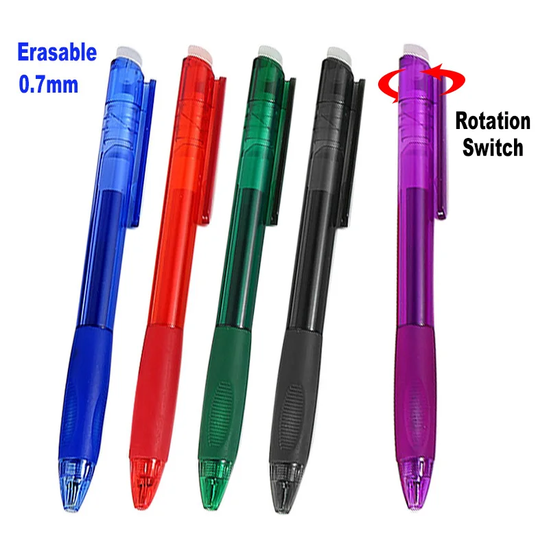 

3Pcs/5Pcs Retractable Erasable Gel Pen 0.7mm Bullet Tip Rotation Switch Office School Writing Handle Red Blue 8 Color Ink Refill