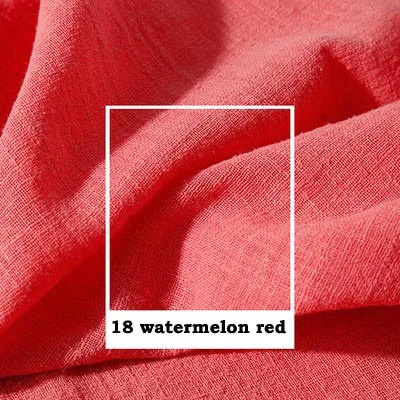18 watermelon red Художественный Ретро Slub креп хлопок/лен белый желтый оранжевый кофе темно серый красный мягкая ткань для ручной работы летнее платье Блузка - Цвет: 18 watermelon red