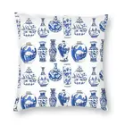 Синие восточные вазы, квадратная наволочка для подушки, украшение, шикарное искусственное покрытие, наволочка для дивана, двусторонняя