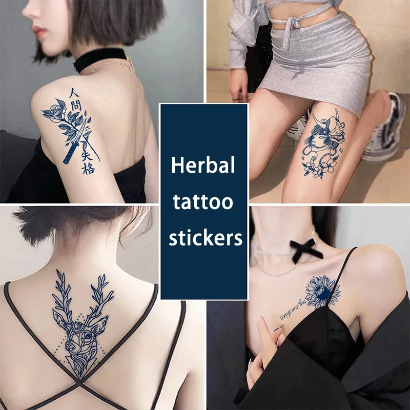 Водостойкая Временная тату наклейка Juice Ink длительные татуировки цветок дурманы