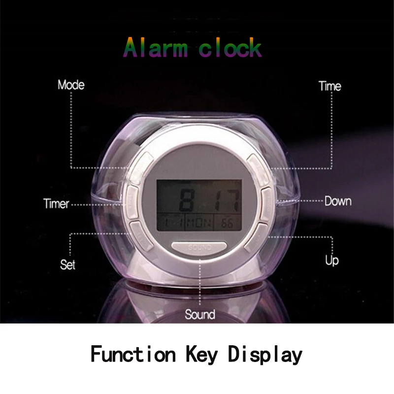 Цифровые электронные часы будильник с 6 естественные звуки 7 цветов меняющийся