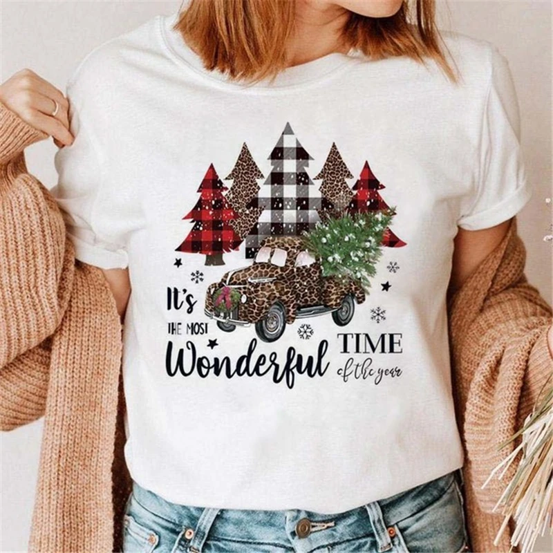 Футболка ZOGANKIN женская с принтом рождественской елки Повседневная рубашка