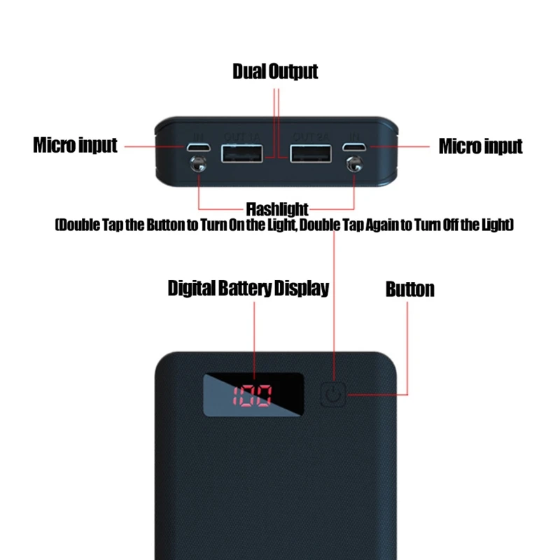 

K3NB A6 LCD Display DIY 6x18650 Battery Case Power Bank Shell Portable External Box Without Battery Powerbank Protector