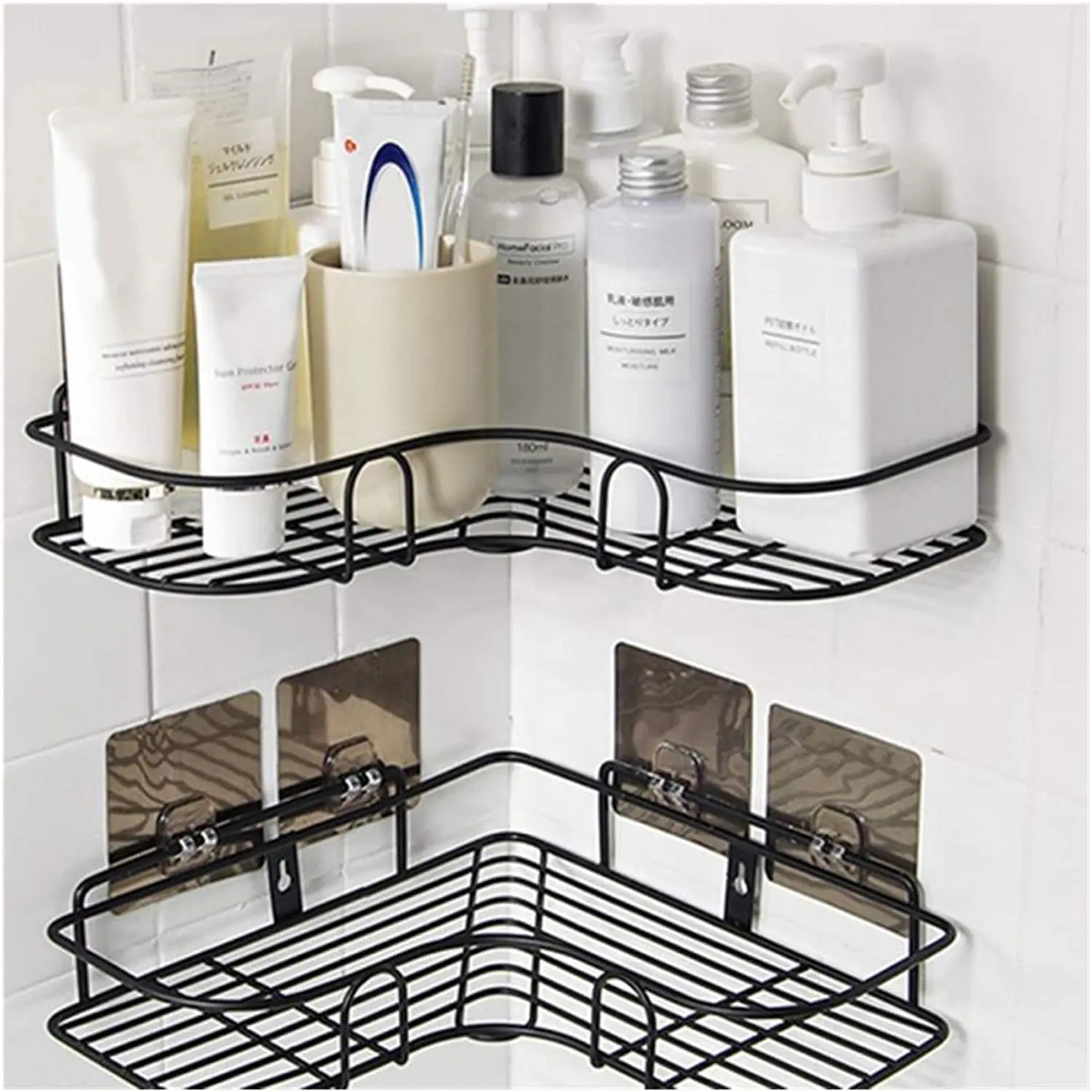 

Punch-free bathroom shelf Punch Corner Frame Shower Shelf Storage Rack Holder with Suction Cup