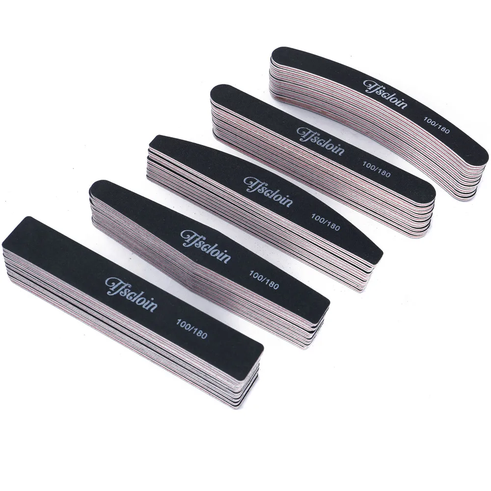 10pcs Nail File Manicure Pedicure Buffer Sanding Files Crescent Sandpaper 100/180 Grit Art Tool Double Sided Thick Stick | Красота и