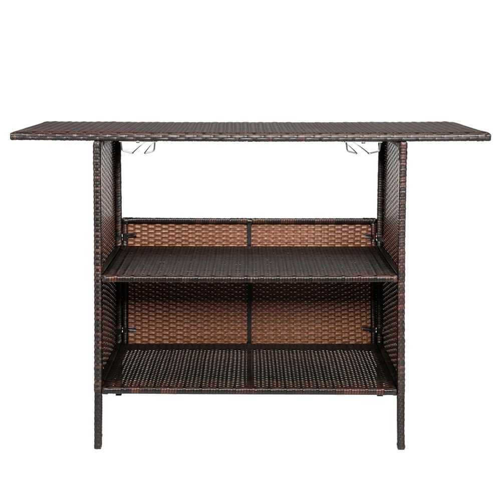 Mesa de Bar moderna, elegante y hermosa, color marr&oacute;n degradado, stock listo en EE. UU.-0