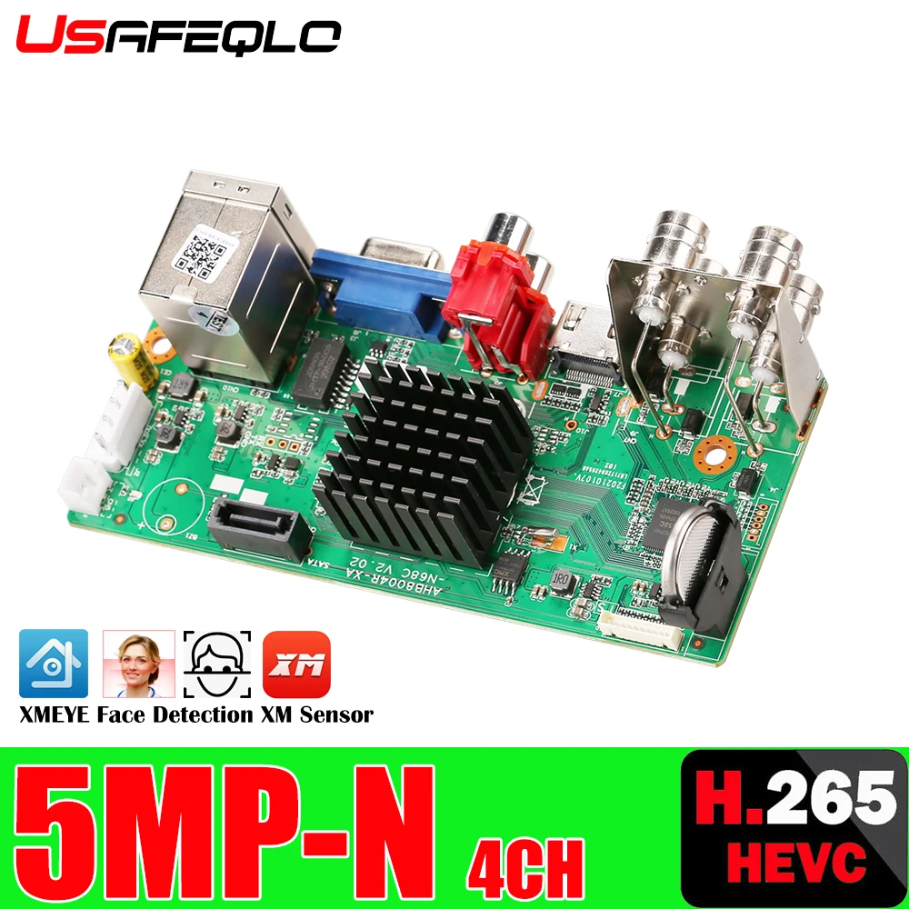 USAFEQLO 4CH 5 в 1 AHD CVI TVI IP CVBS 5MP-N плата CCTV DVR Поддержка обнаружения движения и 4 режима записи видеонаблюдения - изображение