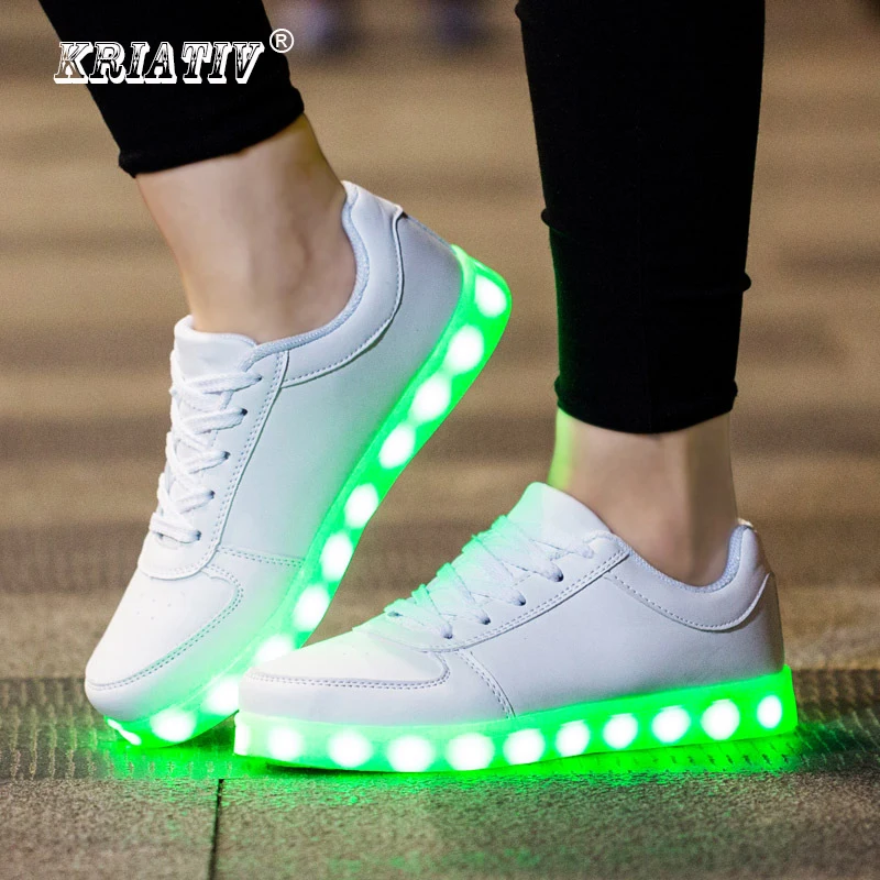 KRIATIV USB Charger glowing sneakers Lighted shoes for Boy&ampGirl Casual led children slippers Luminous Sneakers | Детская одежда и
