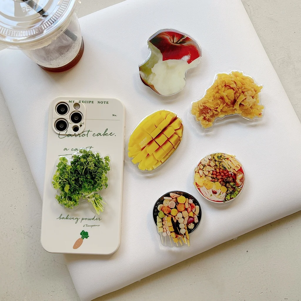 

Dropping Glue Cell Mobile Phone Support Grip Holder Expanding Stand For iPhone Cartoon Cute Vegetable Fruit Phone Mount