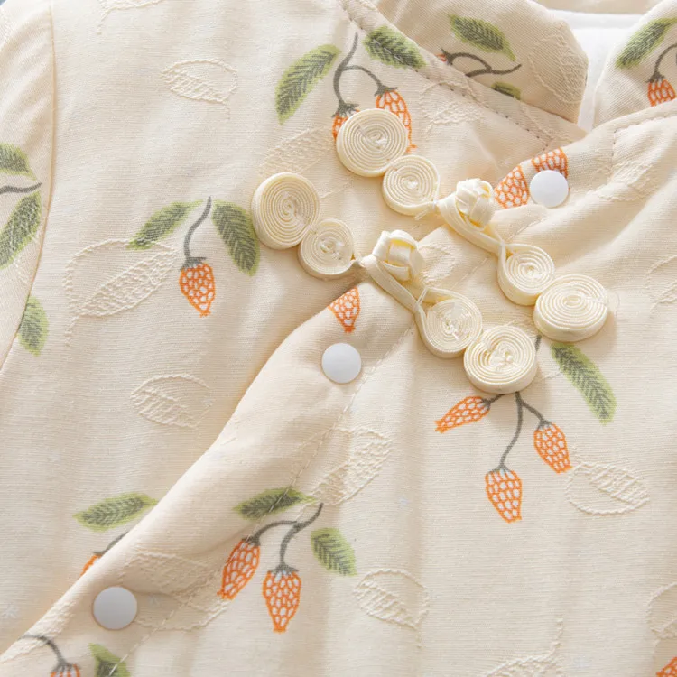 Winter new born baby girl clothes Chinese style printed cheongsam rompers jacket for clothing outfit overalls |