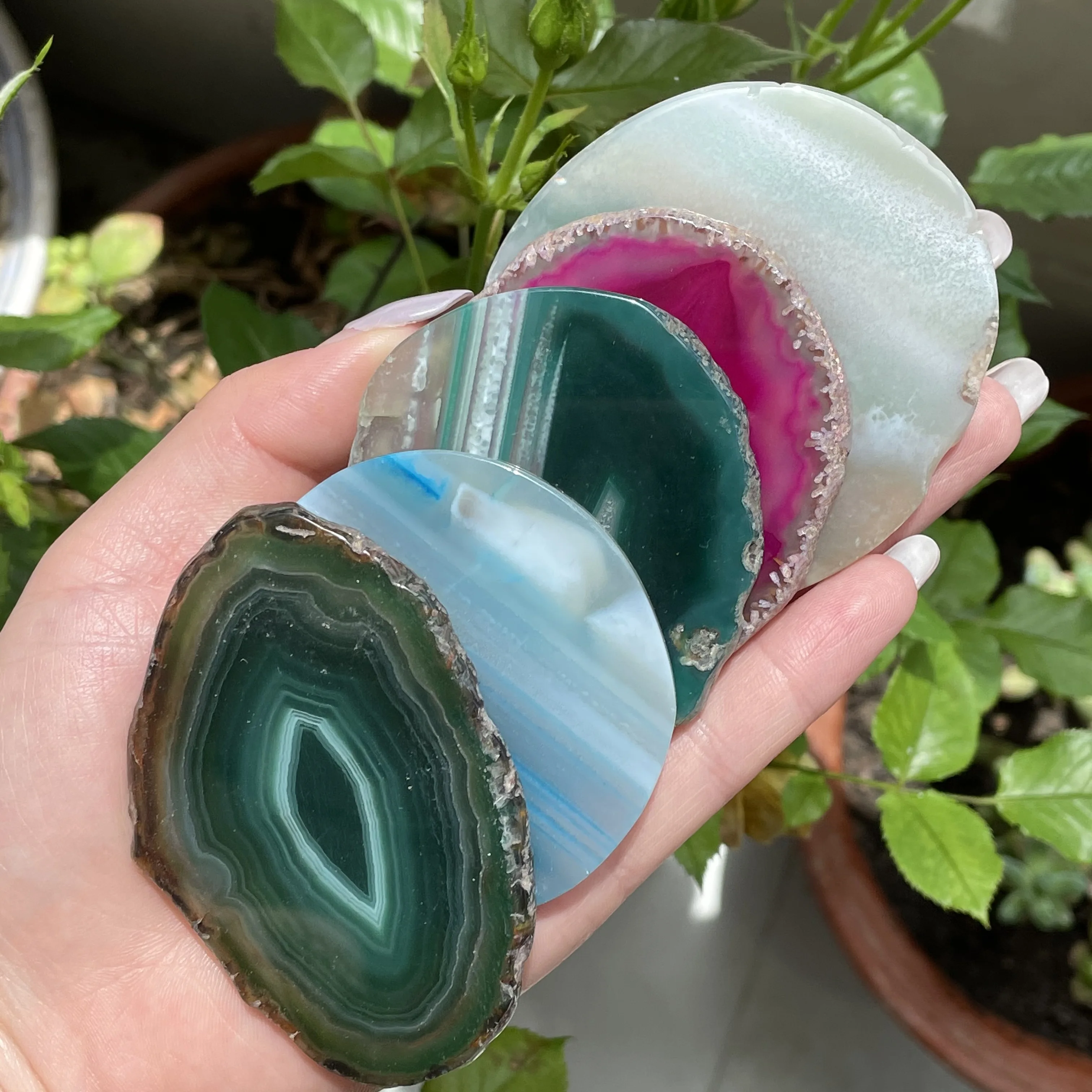 

5Pcs Agate Polished Irregular Crystal Slice Healing Reiki Stone Natural Quartz Mineral Home Decor