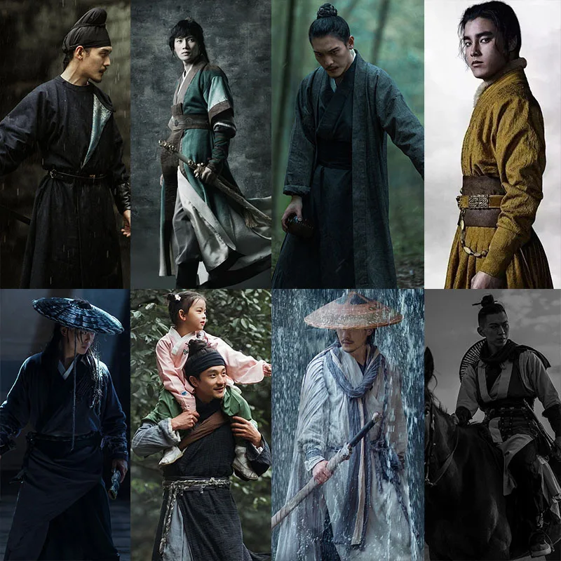 

Kung Fu Clothes Men Swordsman Clothing Hanfu Movie Play Vintage Antique Costume Studio Photography Outfits