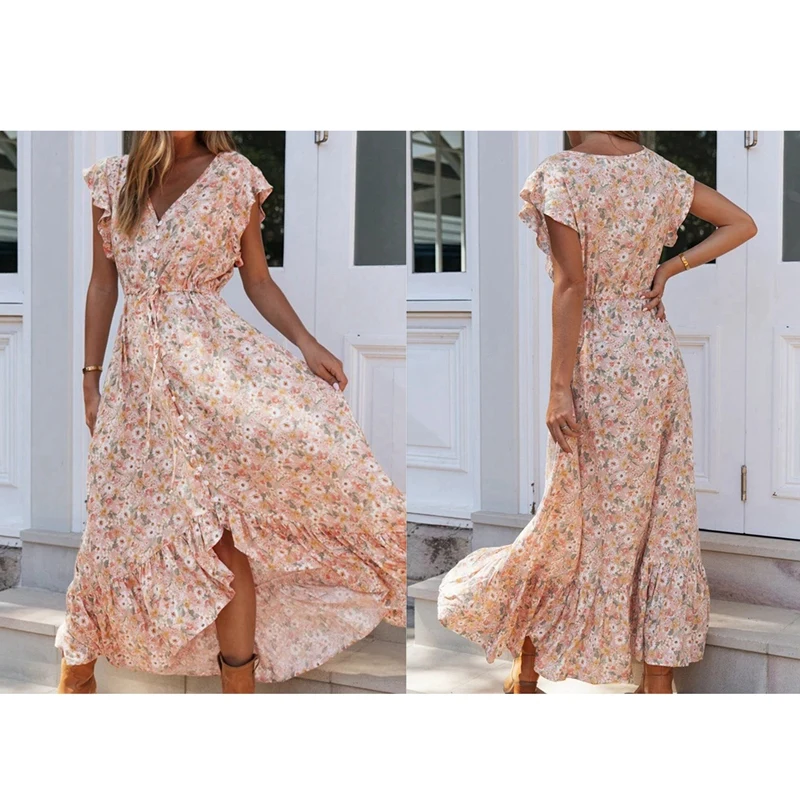 Женское длинное платье с цветочным принтом Размеры S &amp L | Женская одежда