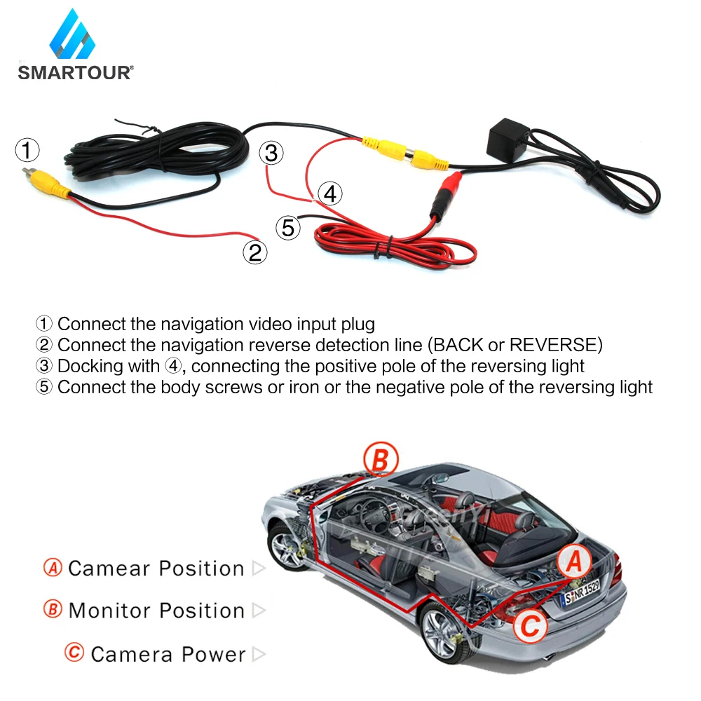 

Smartour Car Rear View Camera colorful LED Night Vision Reversing Auto Parking Assistance Camera wide angle HD Back Up Camera