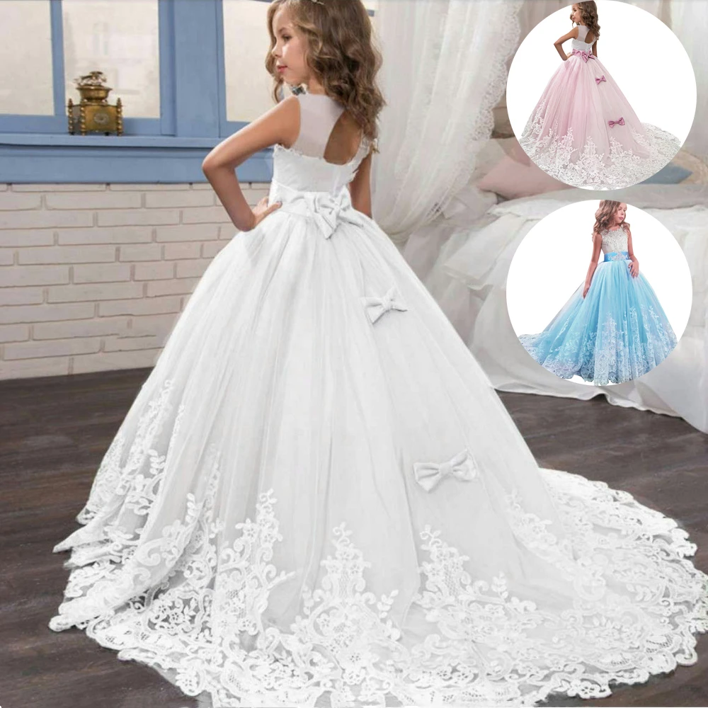 2022 Summer Girls Dress Long Bridesmaid Kids Dresses For Girls Children Princess Dress Party Wedding Dress 3 10 14 Years Vestido