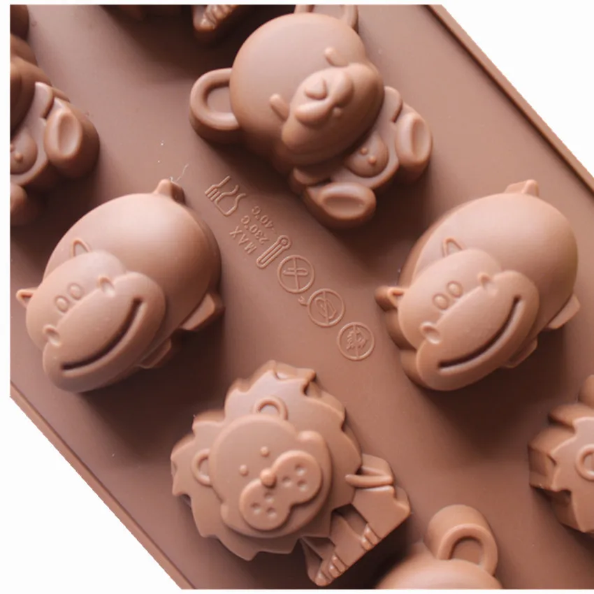 Силиконовая форма для торта своими руками медведь Лев Бегемот животные шоколад
