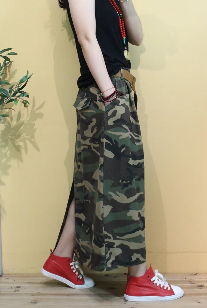 Камуфляжная джинсовая юбка новая Ретро литературная Женская свободная длинная