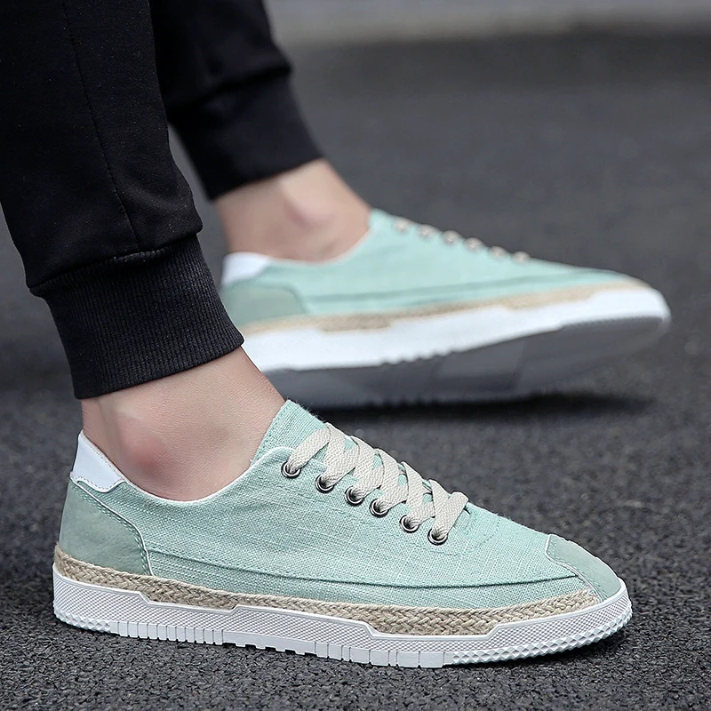 

REETENE Men'S Casual Shoes Autumn Flats Men Canvas Shoes Fashion Handmade Shoes For Men Outdoors No-Slip Canvas Shoes Male